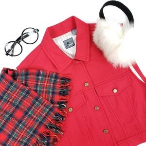 Vintage Red Wool Liz Claiborne Cropped Vest